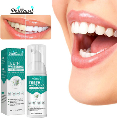 Phillauri Teeth Whitening Foam to Ultra-fine Deeply Clean Gums Intensive Stain Removal Teeth Whitening liquid(60 ml)