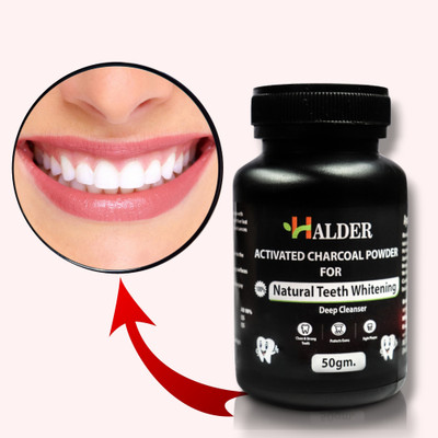 HALDER Whitening Charcoal Powder for Teeth Stains and Odor Removal 50 gram Teeth Whitening liquid(50 ml)