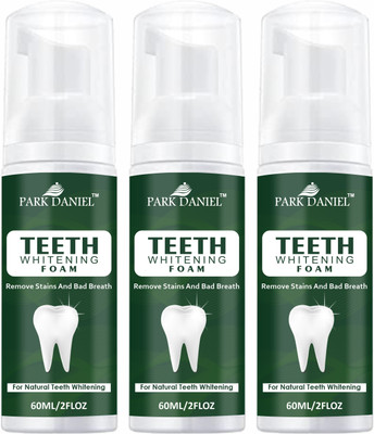 PARK DANIEL Teeth Whitening Mousse Foam Cleaning Germs Freshen Breath Pack of 3 of 60 ML Teeth Whitening liquid(180 ml)