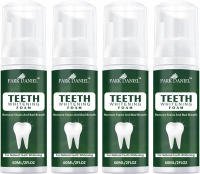 PARK DANIEL Teeth Whitening Mousse Foam Cleaning Germs Freshen Breath Pack of 4 of 60 ML Teeth Whitening liquid(240 ml)