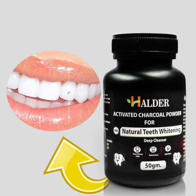 HALDER Teeth Whitening Powder 50g with Ayurvedic Charcoal Formula for Sensitive Teeth Teeth Whitening liquid(50 ml)