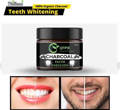 qtpie Natural Activated Charcoal Tooth Powder For Instant Teeth Whitening Powder(50 g) Teeth Whitening liquid(50 ml)