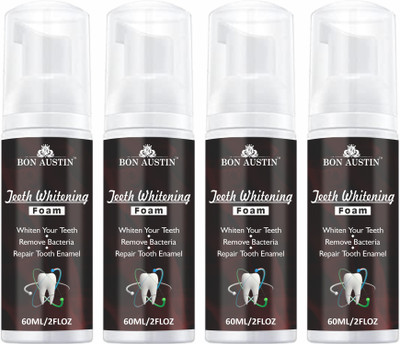 Bon Austin Teeth Whitening Mousse Foam Cleaning Germs Freshen Breath Pack of 4 of 60 ML Teeth Whitening liquid(240 ml)