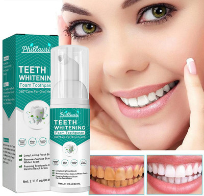 Phillauri Teeth Whitening Foam For Fresh Breath and Remove Stains - Fresh Mint Teeth Whitening liquid(60 ml)