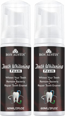 Bon Austin Teeth Whitening Mousse Foam Cleaning Germs Freshen Breath Pack of 2 of 60 ML Teeth Whitening liquid(120 ml)