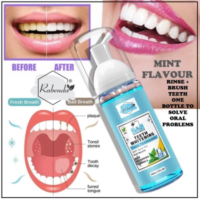 RABENDA Teeth Whitening Foam to Ultra-fine Deeply Clean Gums Intensive Stain Removal Teeth Whitening liquid(60 ml)