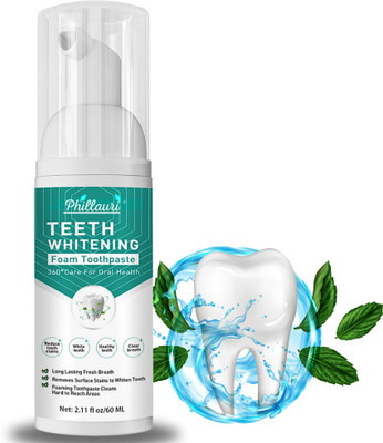 Phillauri Whitening Foam Toothpaste Deeply Clean Gums & Stain Removal Teeth Whitening liquid(60 ml)