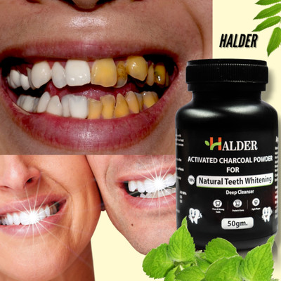 HALDER Ayurvedic Charcoal Teeth Whitening Powder Suitable For Sensitive Teeth set of 1 Teeth Wipe(Pack of1)
