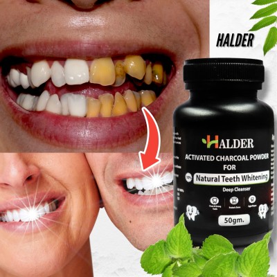 HALDER Charcoal Teeth Whitening Powder - Watermelon Mint. Enamel Safe & Effective Teeth Whitening liquid(50 ml)