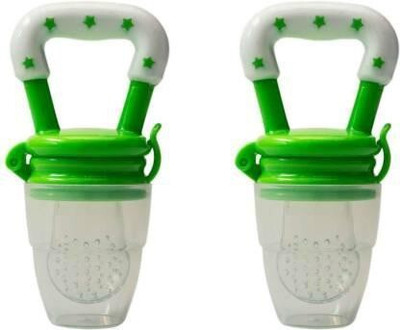 Chicbunny Food Nibbler with Fruit Silicone Feed Mesh Pack of 2 Feeder Teether and Feeder(Green, White)
