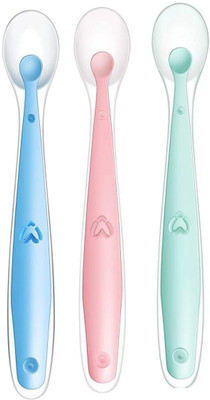 XIIAA Soft Silicone Tip Spoons Teether and Feeder(BLUEPINKGREEN)