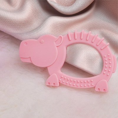 R for Rabbit Tiny Bites Safari – Cute Baby Silicone Teether - Hippo Pink Teether and Feeder(Pink)