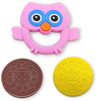 KIDZILO Oreo Shape Silicone Teether(Multicolor Combo)
