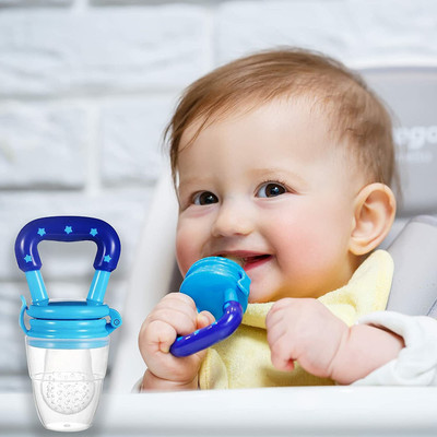 Kindar Care Baby Kids Fruit Veggie Nibbler/Silicone Food Soft Pacifier/Feeder for Baby Soother(Blue)