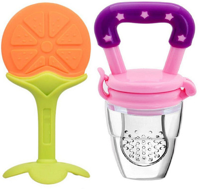 CROSAL Premium Silicone Teether Massage BPA Free and Silicone Soother for Baby/Infant Teether and Feeder(Pink)