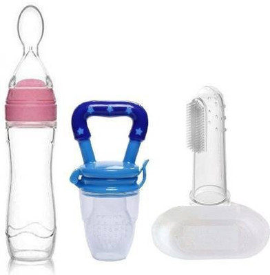 Vadhavan Baby Food Feeder And Baby Fruit Nibbler & Tongue Cleaner -Combo Set Offer (Multicolor) Teether and Feeder(Multicolor)