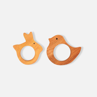 erenjoy Eco-Friendly Neem Wood Teethers - Rabbit and Bird Shapes Teether(Wooden)