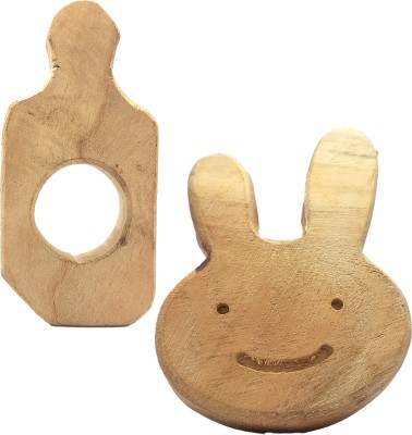 REVA Neem wood teether toy bottle bunny shape 2 Feeder(wooden)