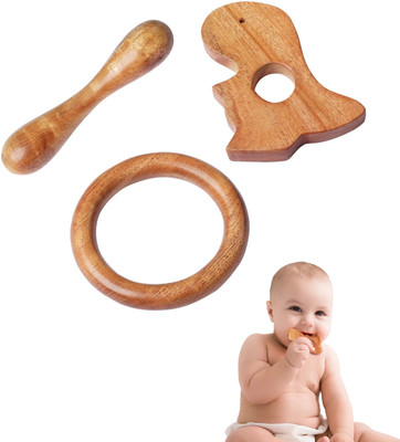 TINIGREEN Dinosaur Ring Dumbbell Teether(Natural)