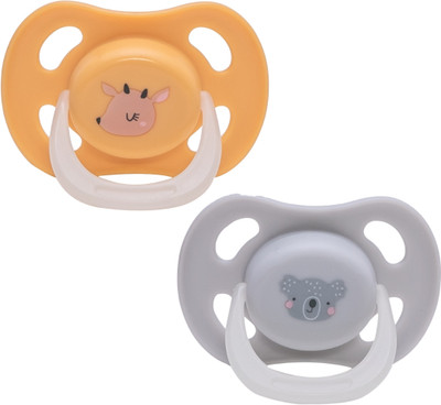 Adore Airo Symmetrical Pacifier- Glows in Dark- With Steriliser Case Soother(Grey and Beige)