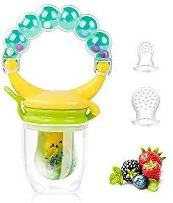 TREXEE Fresh Fruit Vegetable Food Nibbler Cum Rattle Teether Rattle Feeder(Green)