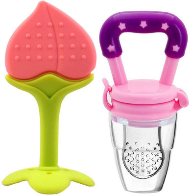 CROSAL Premium Silicone Teether Massage BPA Free and Silicone Soother for Baby/Infant Teether and Feeder(Pink)