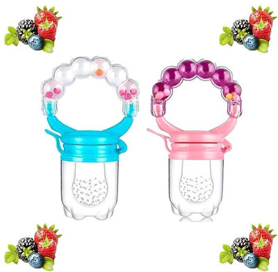 Vadhavan BPA-Free Silicone Food Nibbler for Fruit and Veggie with Rattle Handle (2pc) Feeder(Multicolor)