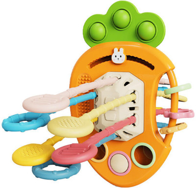 KIDOLOGY Pull String Toy For Babies Teething Strings Sensory Toys Baby Infants & Toddlers Teether(Carrot)