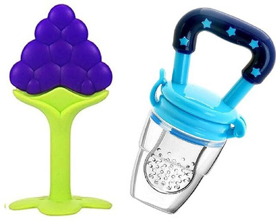 Vadhavan Babies Fruit Feeder and Fruit Shape Silicone Teether2000 Teether and Feeder(Blue)