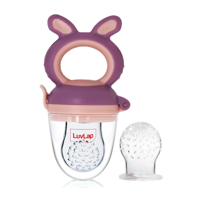 LuvLap Bunny Silicone Food/Fruit Nibbler with Extra Mesh, Soft Pacifier & feeder Feeder(Purple & Pink)