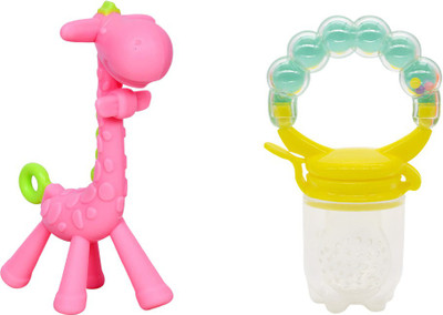 Minifellas Teal Rattler & Giraffe Teether(Pink)