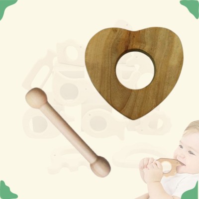 Craft Corner Neem Wooden Teether Combo For Kids First Toy Teether(Brown)