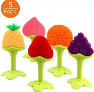 smilykid Fruit Shape Silicone Teether for Baby BPA free Teether Teether and Feeder(Multicolor)