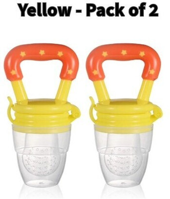SIPRO Silicone Food/Fruit Nibbler, Soft Pacifier & Feeder Joystar | Feeder(YELLOW - PACK OF 2)