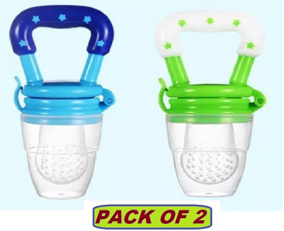 smilykid Silicone Baby fruit Feeder/BPA Free/Food Feeder/Silicon Food Nibbler, (2 PCS) Teether and Feeder(Blue & Green)