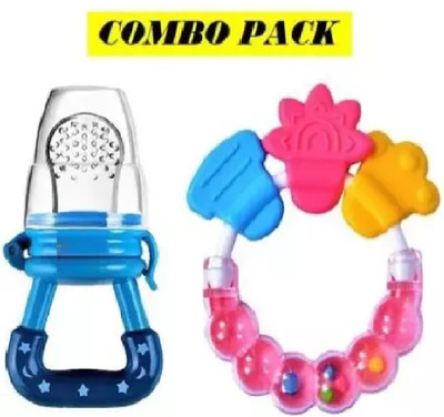 fancydressworld BlueFeeder_PinkRingTeether Feeder(Fruits Feeder and Ring Teethery)