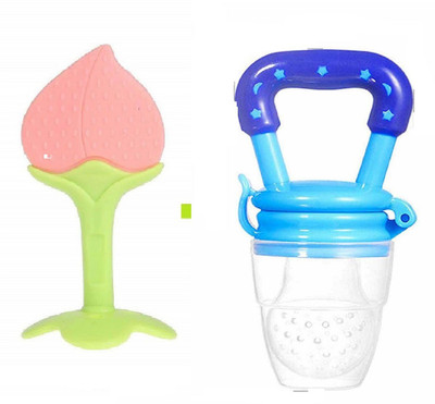 smilykid 1Baby Fruit Nibbler Pacifier for Baby with 1Fruit Shape Silicone(Pack of 1) Teether and Feeder(Multicolor)