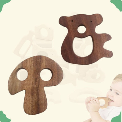 Craft Corner Neem Wooden Teether Combo For Kids First Toy Teether(Brown)