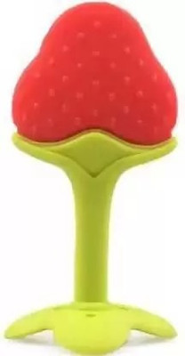 BAEBEE Baby Fruit Shape Soft Silicone Teether BPA-Free for Infants Teether and Feeder(Red)