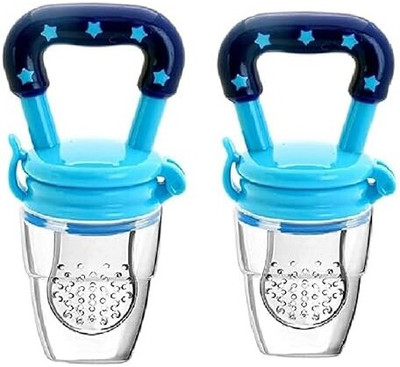 granny cares Baby Pacifier Food Feeder Silicone Fresh Fruit Nibbler (Combo Pack of 2) Teether and Feeder(Blue)