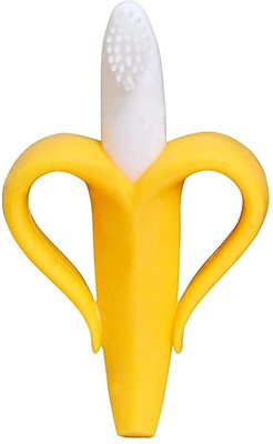Vadhavan Banana Shaped Teething Toothbrush | BPA-Free Silicone Baby Brush Teether(Multicolor)