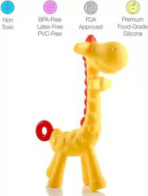 SuperDaze Baby Giraffe Teether Non-Toxic BPA-Free Silicone Safe and Flexible Teether(Yellow)