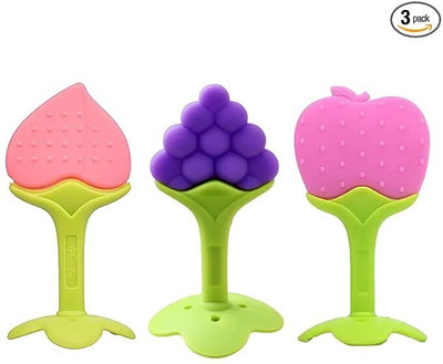 Wuxxa 3pcs Silicone BPA Free Fruit Shape Teethers for Babies Teether(Multicolor)