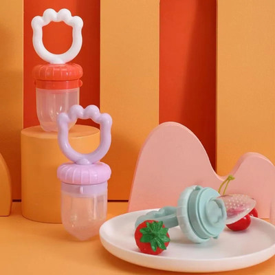 AEREX Silicone Food Pacifier Soft Baby Fruit Nibbler Chewing Nibbler for Babies Teether and Feeder(Orange)