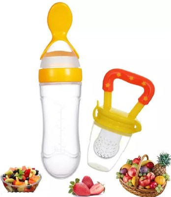 SHISHI SHISHI7401Silicone Fruit Teether for Baby Teether and Feeder(SpoonBottle_TeetherFruit_Yellow)
