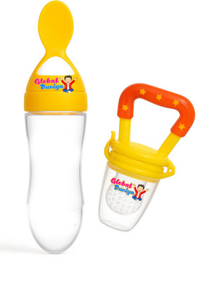 global duniya Newborn Feeding Combo – Soft Spoon & Fruit Nibbler Feeder(Yellow)