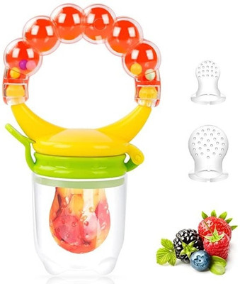 smilykid Fresh Fruit Vegetables Food Nibbler Cum Rattle Teether Rattles Feeder(Orange)