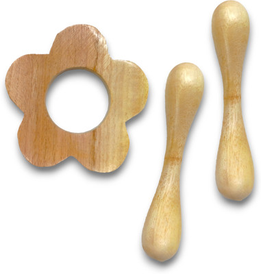 VILORA Wooden Baby Teethers Combo – Set of 3 Non-Toxic & Handcrafted Toys for Infants Teether(Brown)