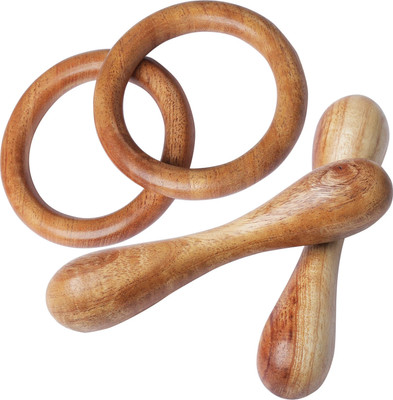 TINIGREEN Neem Wood Teethers for Baby Set of 4 | for 3 Months Baby |Two Ring Two Dumbbell Teether(Natural)