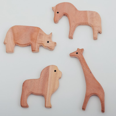 Neemkala Animal Shape Teething Toy – Eco-Friendly & Non-Toxic for Infants (Set of 4) Teether(Natural)